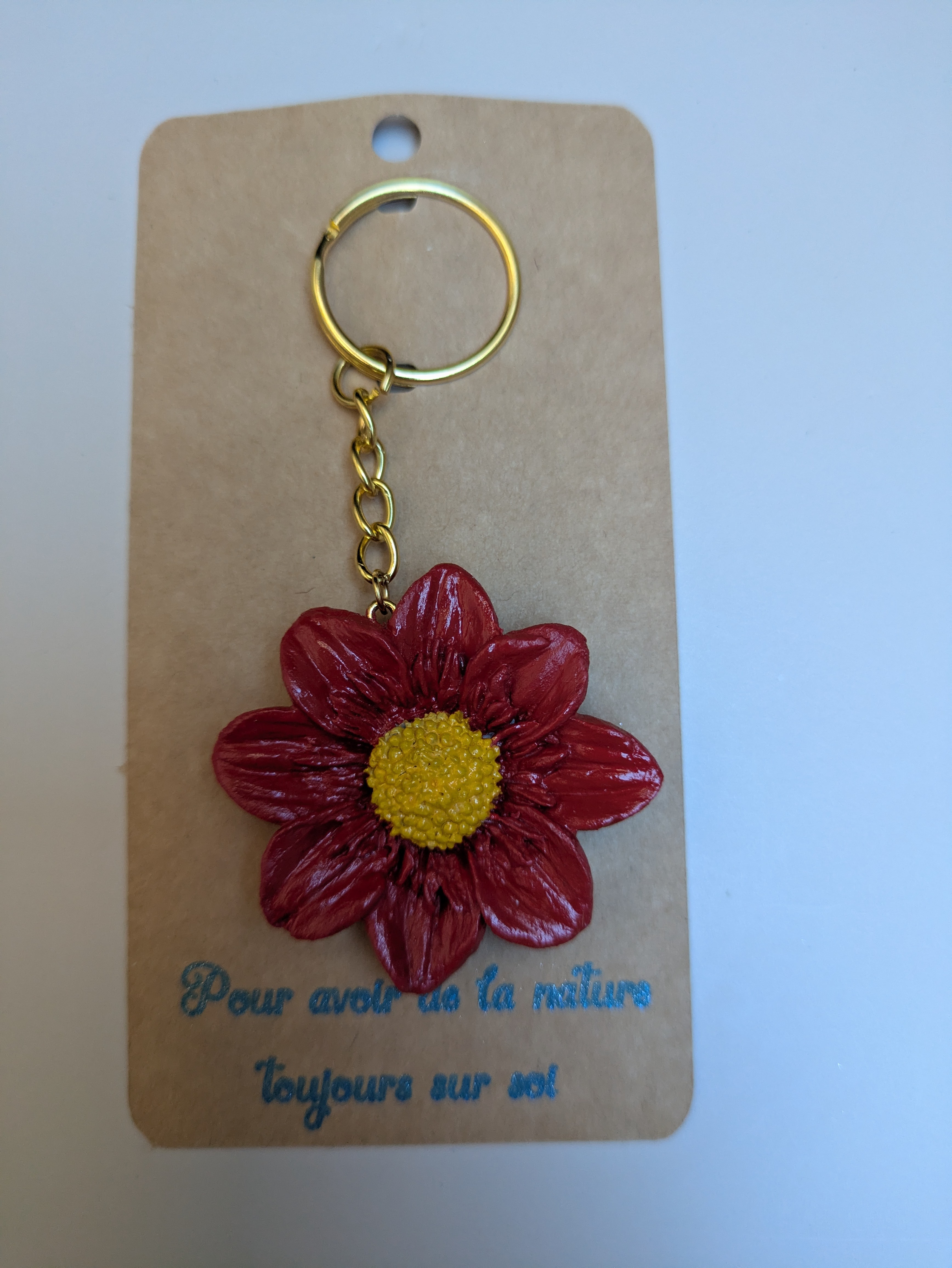 Porte-clé fleur rouge 